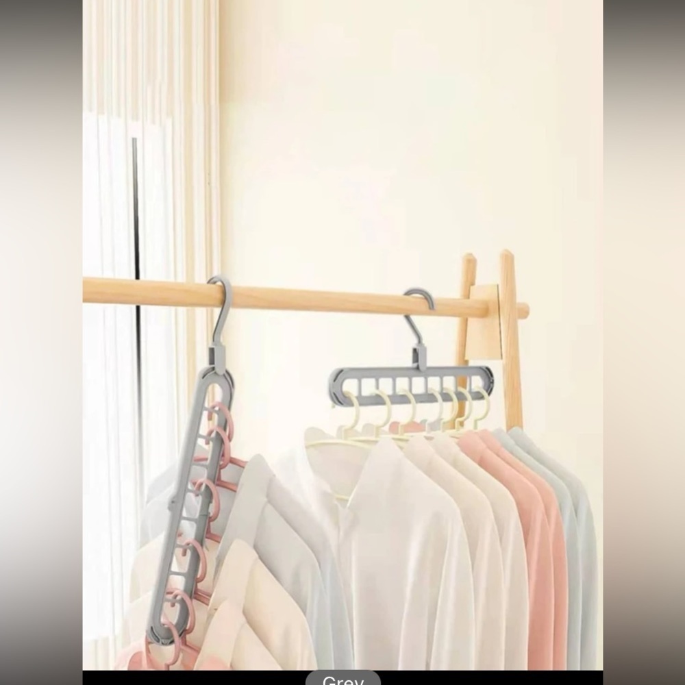 1pc Multifunction Clothes Hanger Storage Rack, 9 Hole Magic Clothes Hang…